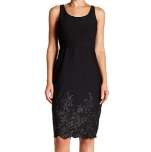 Betsey Johnson Black Embroidered Midi Dress Size 2